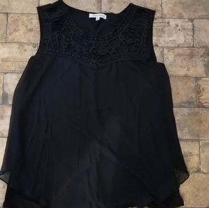 Emma & Olive Sz L Large Tank Top Black with Lace Detail